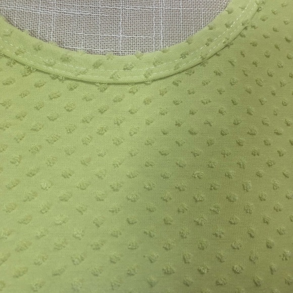 Yellow Swiss Dot Short Sleeve Elastic Waist Dress - Picture 2 of 4